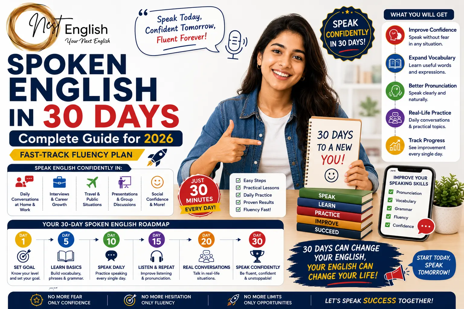 Spoken English in 30 Days Complete Guide for 2026 (Fast-Track Fluency Plan)